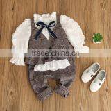 2017 Wholesale Girls Stripe Clothing Set Puff Sleeve Blouse and Elasticated Waist Pants 2pcs Outfits thumbnail-1