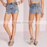 Women Ripped Hem High Waisted Denim Shorts Wholesale thumbnail-6
