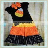 Christmas Boutique Outfit Tutu Skirt Black Top With Colorful Egg Embroidery Baby Clothing thumbnail-1