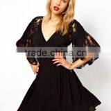 Skater Dress With Lace Angel Sleeves thumbnail-1