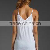 Luxe Slub V Neck White Sexy Cotton Cami thumbnail-3