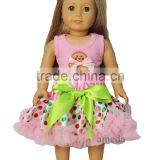 18" Doll Christmas Colorful Polka Dots Pettiskirt With Gingerbread Man Light Pink Tank Top thumbnail-1