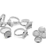 10PCs Silver Tone Adjustable Round Cabochon Setting Rings 15.9mm US 5.25 Ring Setting thumbnail-3