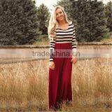 Fashion Family Matching Mother Daughter Red Stripe Long Sleeve Maxi Dresses thumbnail-2