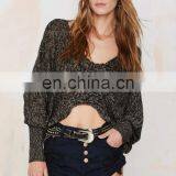 2015 New Stylish Cropped Slouchy Dolman Sleeves Asymmetric Sweater Woman Cardigan thumbnail-2