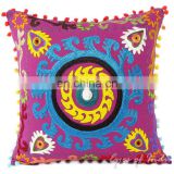 PURPLE DECORATIVE EMBROIDERED SOFA PILLOW CUSHION COVER Boho Indian Decor art Throw pillow Suzani work handmade art Wholesale