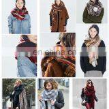 Wholesale Fashion Colorful Plaid Square Pashmina Scarf Shawl thumbnail-4