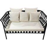 Mid Century Creamy White Small Living Room Couch Aluminum Wicker Outdoor Lounge Furniture Dubai