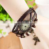 Hot Selling Fashion Style Colorful Umbrella Pendant Ladies Fashion Leather Wrap Girls Charming Vintage Wrist Watch
