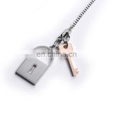 Custom lock shape and key shape logo metal keychain ring