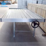 Greenhouse bench metal rolling table ebb and flow system