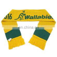 Promotional Custom Jacquard Knitted Sports Football Club Soccer Scarf Factory Polyester Scarf Football Fan Winter Knit Scarfs