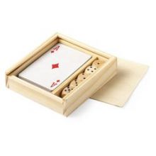 Tabletop Playing Card Game Set Wooden Dice in Storage Box