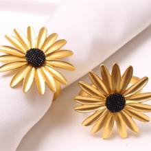 Manufacture Wholesale Wedding Gold Sunflower Napkin Ring For Table Decoration thumbnail-1