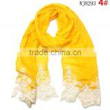 2015 Autumn Winter Newest Embroidery Floral Lace Sewed Cotton Baby Girls Scarf thumbnail-3