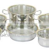 12Pcs Geman Technologic Stainless Steel 18/8 Cookware Set With Golden Plated Handle by Germany Techology