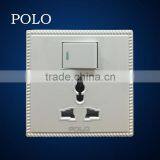 Factory Price Hot Sale White PC MF 3 Pin Universal Multi Power Lamp Light Electrical Wall Plug Switch Socket Outlet 220v - 250v