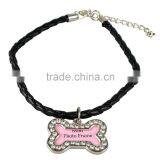Dog Bone Heart Round Photo Frame DIY Mini Crystal Pendant Charm Necklace thumbnail-2