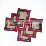 Indian Silk Table Runner With 6 Place Mats & 6 Coaster in Red Color Size 16*62 thumbnail-4