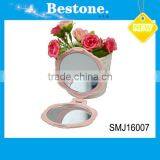 Factory Directly Pink Flower Shape Plastic Folding Pocket Mirror thumbnail-1