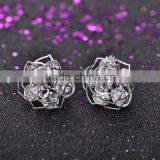 2016 New Hot Sell Meet Rose Flower Fashion Hollow Out Zircon Earrings Bridal Accessories Pendientes Plata Brincos Jewelry thumbnail-1