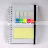 PP Cover Spiral Elastic Band 80sheets Woodfree Paper Inner Pages Made in China Wenzhou Notebook With Sticky Note Pad and Pen