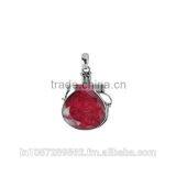 925 Sterling Silver Heart Ruby Pendant Jewelry thumbnail-1