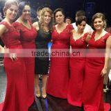 (MY2609) MARRY YOU Elgant Red Cap Sleeve Lace Made To Order Bridesmaid Dresses China