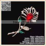 Antique Ruby Red Diamond Rhinestone Lillies Flower Brooch Pin thumbnail-3