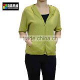 Silk Cashmere Blended Short Sleeve Cardigan Sweater, Green Half Sleeve Cardigan Sweater
