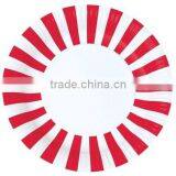 Red and White Stripe Paper Plates Pack Includes 12 Paper Plates. Size 9" (23cm)