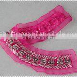 2016 New Design Handmade Red Net Fabric Beaded Collar, Crystal Tube Round Beads Collar thumbnail-4