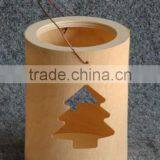 Natural Unfinished Wood Candle Lantern Wholesale thumbnail-1