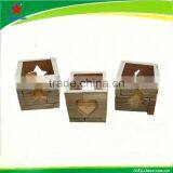 Wooden Candle Stand With Star Engraved for Christmas thumbnail-1