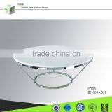 CT06 Small Round Size White Marble Table Top Coffee Table thumbnail-1