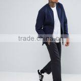 Manufacturer High Quality Durable Raglan Sleeves Baseball Collar 100% Cotton Sweat Navy Casual Men Sport Plain Bomber Jacket thumbnail-4