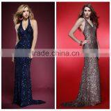 Expensive Halter Sequins Beaded Cocktail Party Evening Dress thumbnail-1