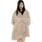 CX-B-14 Women Fashion Fur Strips Knitted Genuine Rabbit Fur Stoles And Shawls thumbnail-1