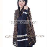 CX-B-M-56 Wholesale Women Cape Mink Fur Fashion Poncho/ Fur Shawl thumbnail-3