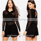 Sexy Cross Front Mesh Insert Jersey Romper Fashion Adult Romper Pattern thumbnail-1
