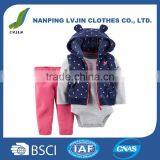 OEM High Quality Baby Clothing Sets ,Baby Girls' Dot 3-Piece Vest Set thumbnail-1