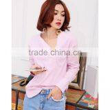 2017 Summer Hot Sale Fashion Style Stripe Women Cool Cotton Shirt Top thumbnail-1