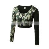Hot Sexy Fashion Design Camo Print Quick Dry Long Sleeves Gym Wear T-shirt Women thumbnail-6