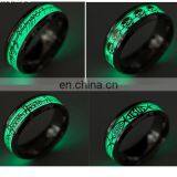 2017 Novel Stainless Steel Retro Scripture Jesus Skull Glow in the Dark Ring Fluorescent Letter Lord of Rings thumbnail-1