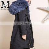 New Women Winter Coat Cheap Fox Fur Lining Long Jacket Real Raccoon Fur Hooded Winter Parka Coat thumbnail-3