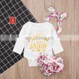 2019 New Baby Girl Mamas Mini Letter Print Romper & Floral Print pp Pants & Bow Headbands 3pcs Suits FREE SHIP thumbnail-2