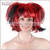 Short Black and Red Synthetic Ponytail Halloween Wigs thumbnail-2