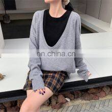 Женская модная толстовка-юбка с широким открытым вырезом на груди для полных женщин из cashmere, двойной комплект thumbnail-3