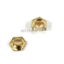 Simple Design Bag Shoes And Garment Banner Rectangular 10MM Outer Size Plating Hexagon Gold Eyelet