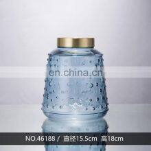 Top Quality Promotional Custom Blue Transparent Glass Vase Restaurant Home Decor Luxury Decoration thumbnail-4